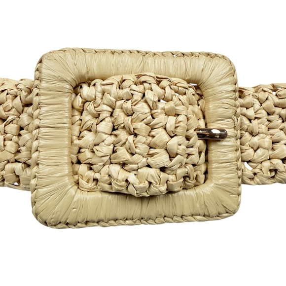 J. Crew Woven Faux Raffia Square Buckle Belt, OS - Picture 2 of 8